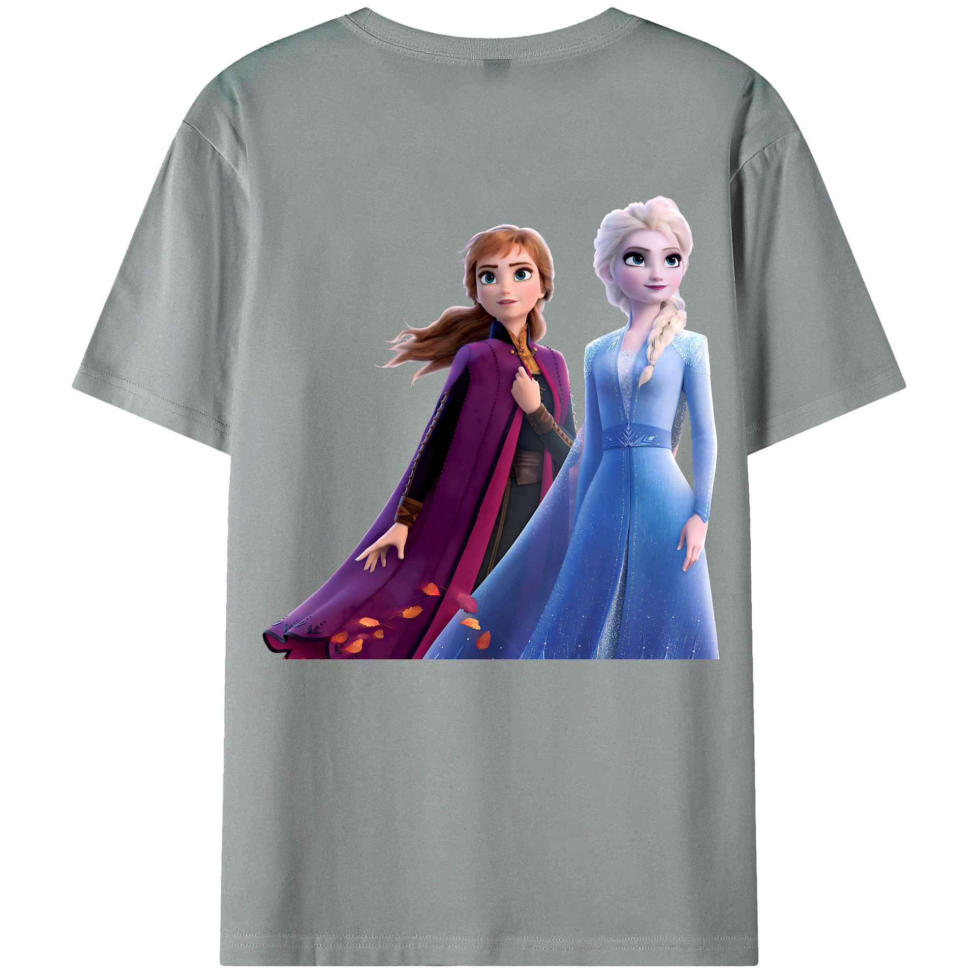 （画像用） アナと雪の女王 アンナ エルサ Frozen Anna Elsa 綿100％ メンズ半袖Tシャツ（バックプリント） 通気性